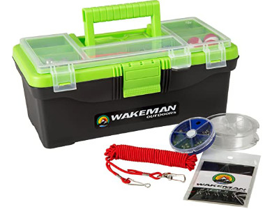 Wakeman Fishing Tackle Box and 55 Pc Tackle Kit