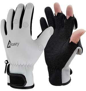 Drasry 3 Cut Fingers Ice Fishing Gloves